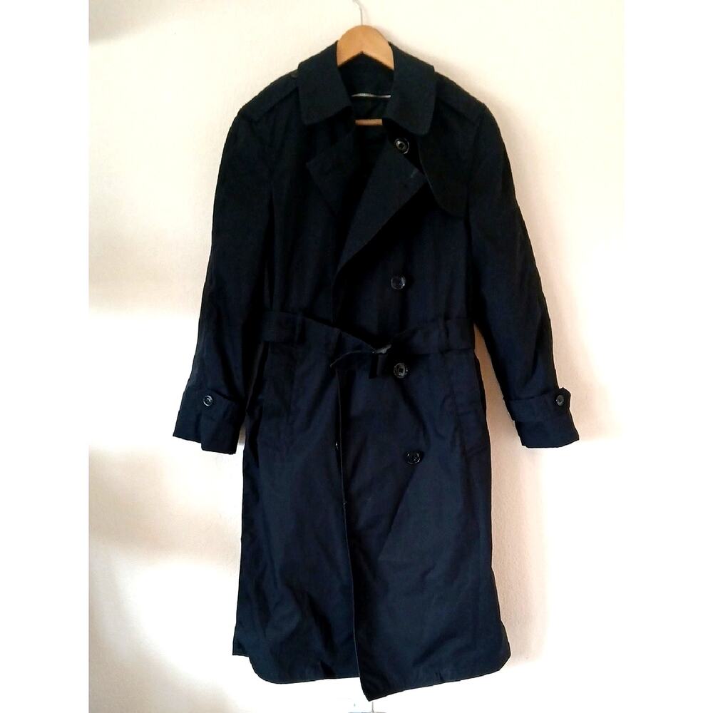 DSCP Garrison Collection All Weather Black Military Trenchcoat Insulated